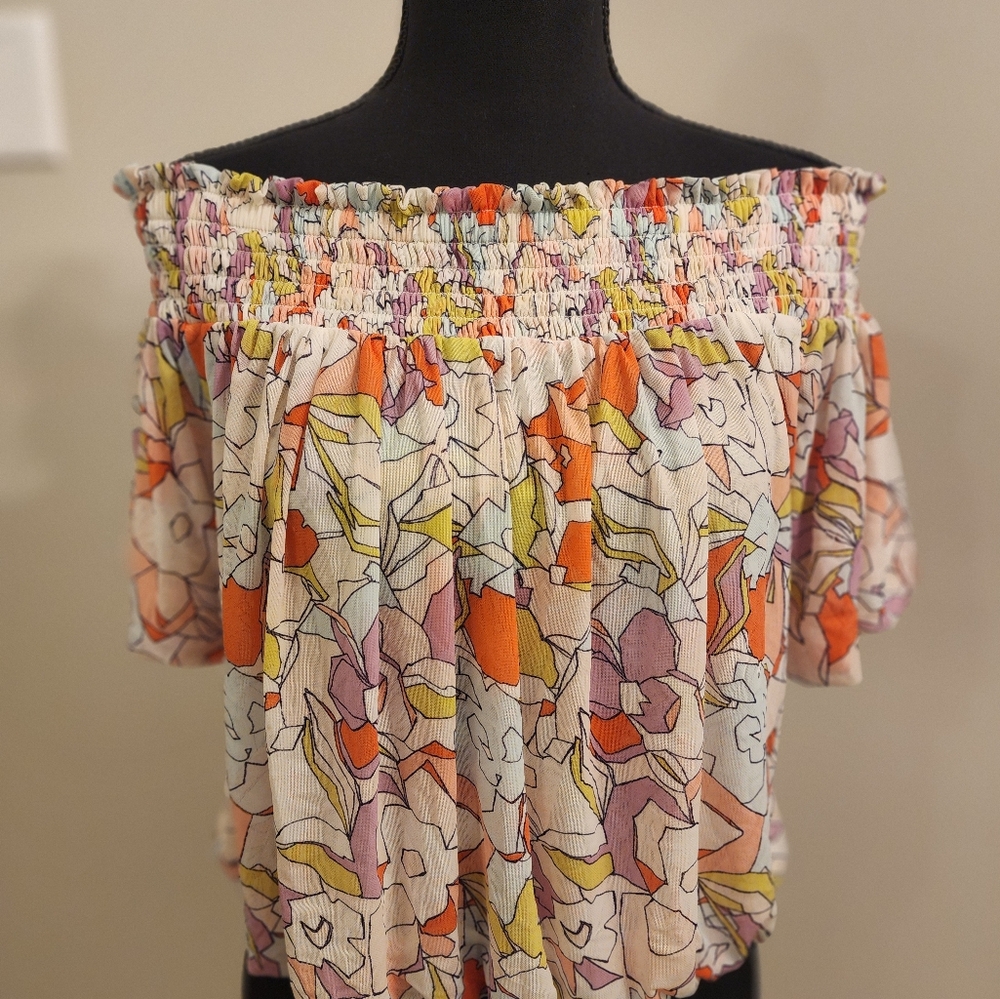 Free people floral off-shoulder top, size small - Picture 3 of 7